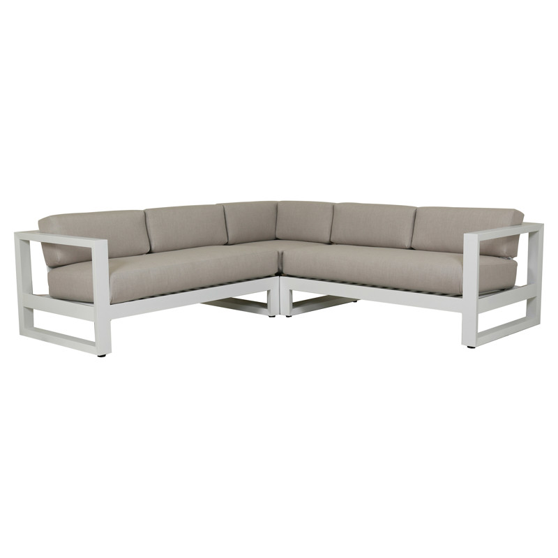 Roman Modern Grey Cushion White Metal Outdoor Sectional Sofa