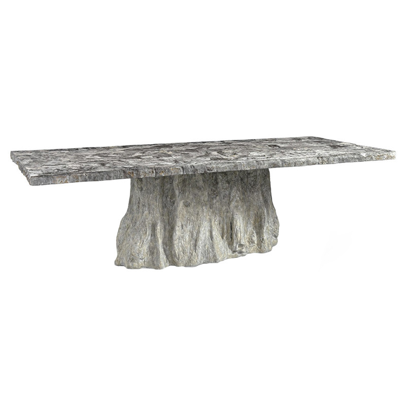 Palecek Asher Coastal Beach Grey Stone Rectangular Dining Table - 102.5"W