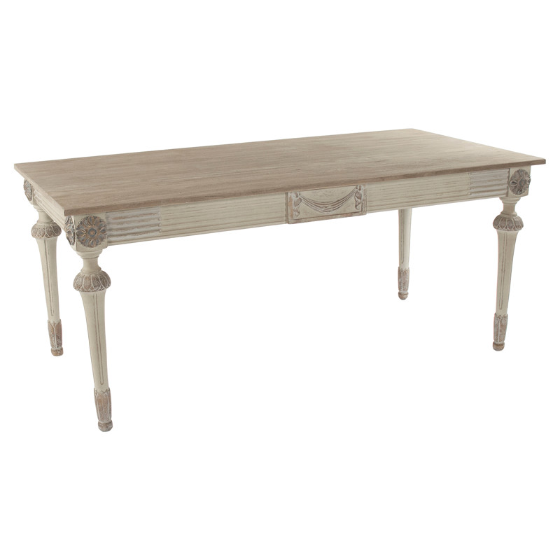 Mathieu French Country Natural Pine Wood Rectangular Dining Table - 72"