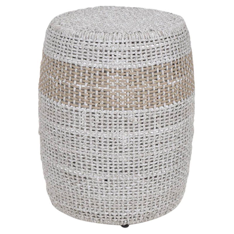 Lorry Coastal Beach Taupe Woven Rope Round Outdoor Side End Table