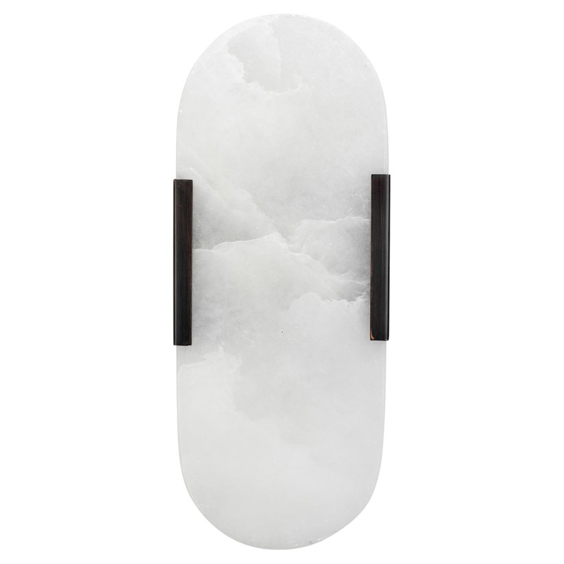 Hudson Modern Classic White Alabaster Black Steel Wall Sconce
