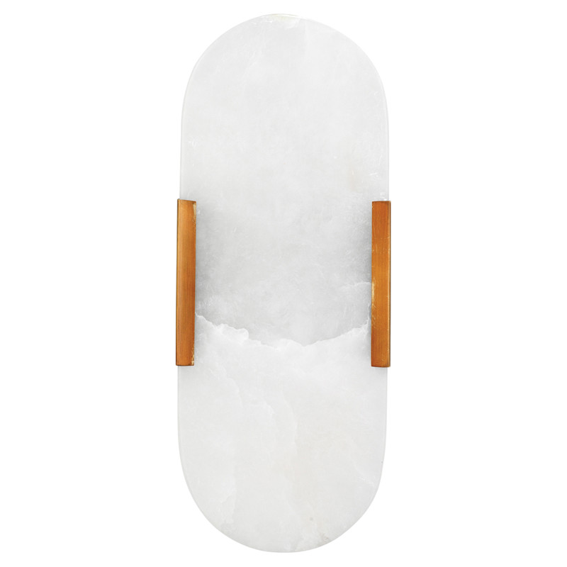Hudson Modern Classic White Alabaster Antique Brass Steel Wall Sconce