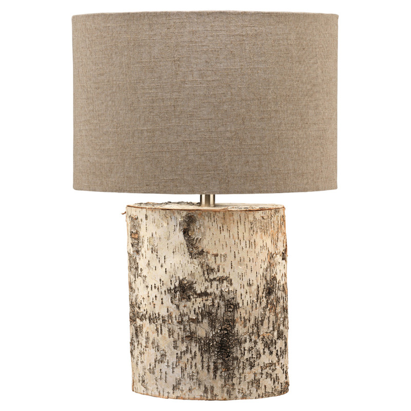 Mason Rustic Natural Linen Oval Shade Birch Table Lamp