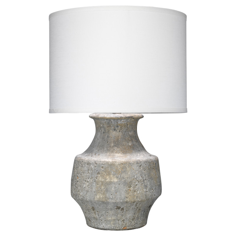 Xavi Modern Classic White Linen Shade Grey Ceramic Table Lamp