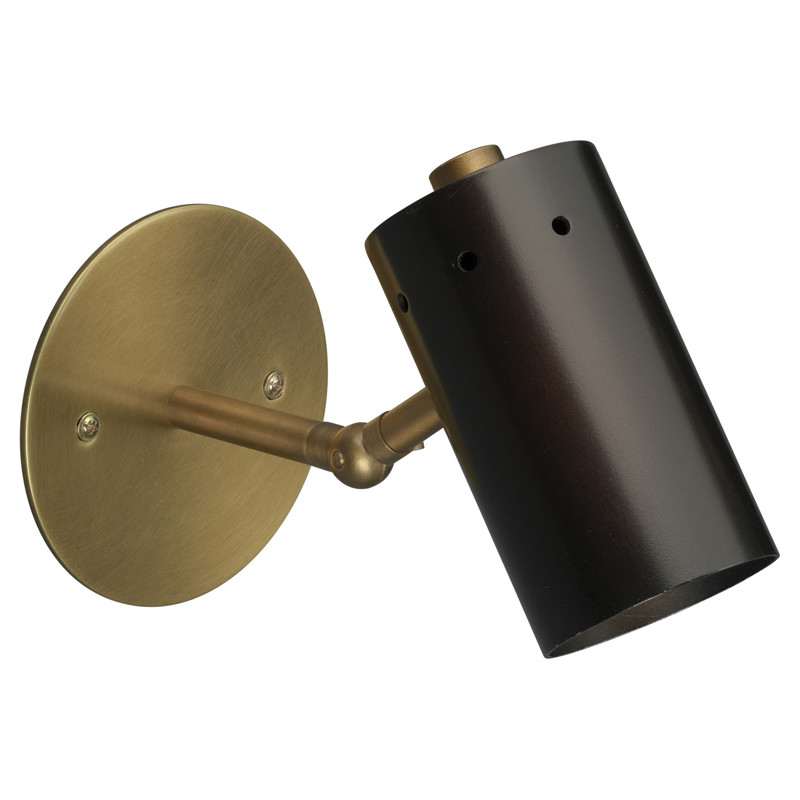 Emerson Mid Century Modern Black Brass Adjustable Wall Sconce