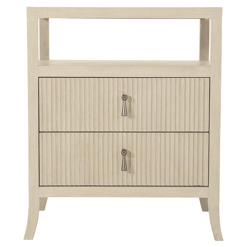 Alice Modern Classic Beige Two Drawer Open Top Shelf Nightstand