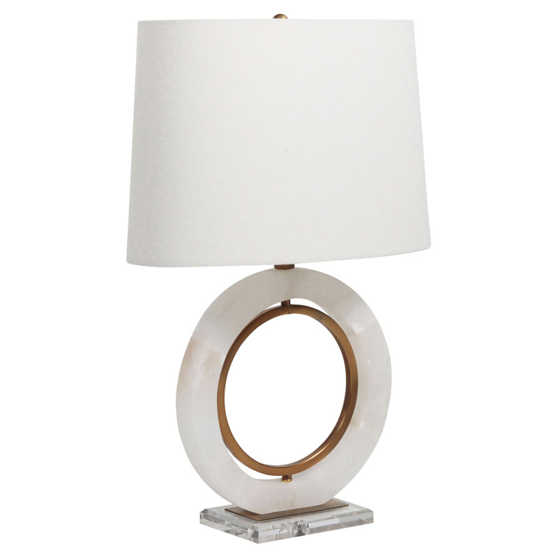 Janelle Modern Classic Brass Ring Alabaster Table Lamp