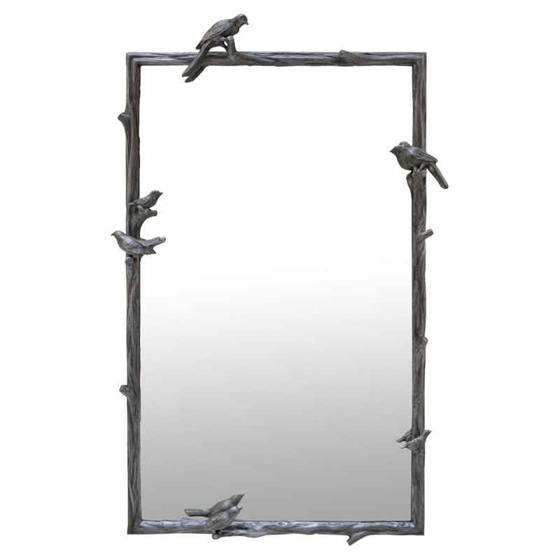 Alouette Global Bazaar Grey Bird Metal Mirror