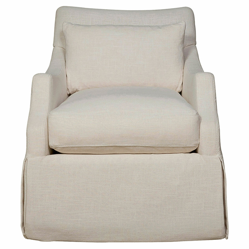 Iris French Country Cream Slipcovered Swivel Living Room Arm Chair