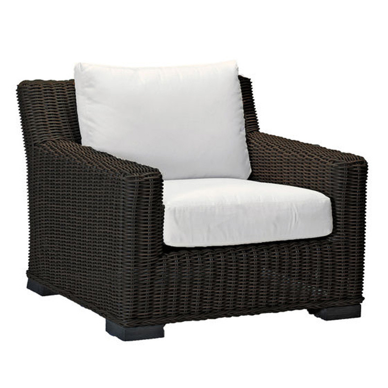 Rustic Modern Black Woven Wicker Outdoor Lounge Chair