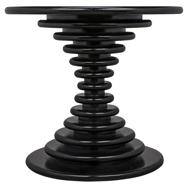 Solomon Modern Classic Black Hourglass Round Wood Side End Table