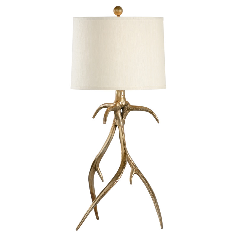 Ayla Modern Rustic Antique Brass Aluminum Antler Table Lamp