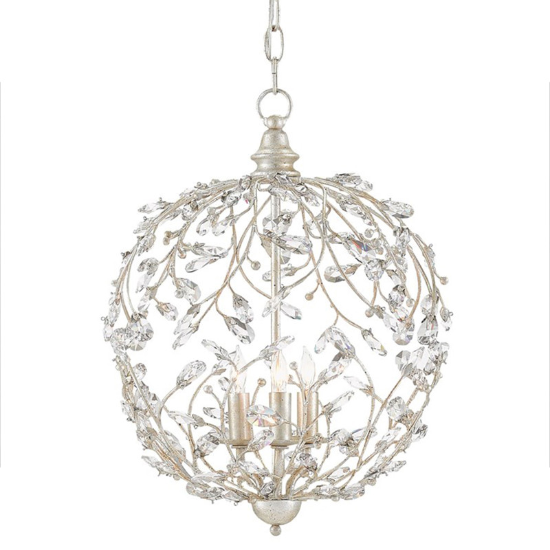 Carter French Country Silver Crystal Vine Globe Chandelier