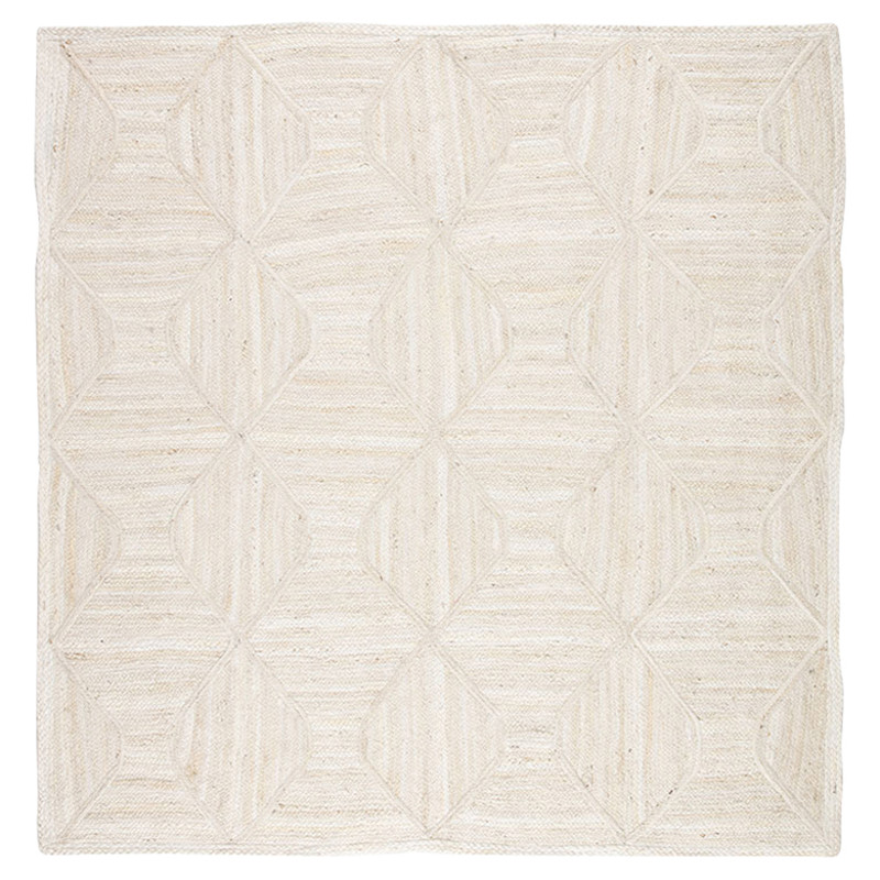 Reece Global Beige Diamond Trellis Jute Solid Rug - 8'x8'