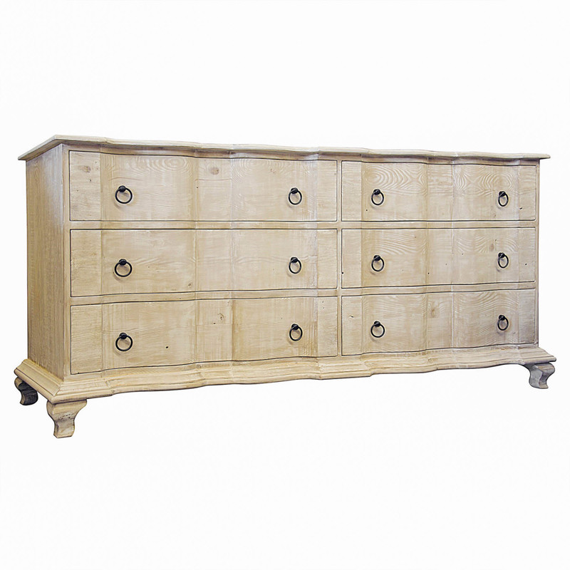 Beaufort Updated Traditional Grey Washed Reclaimed Wood Double Dresser