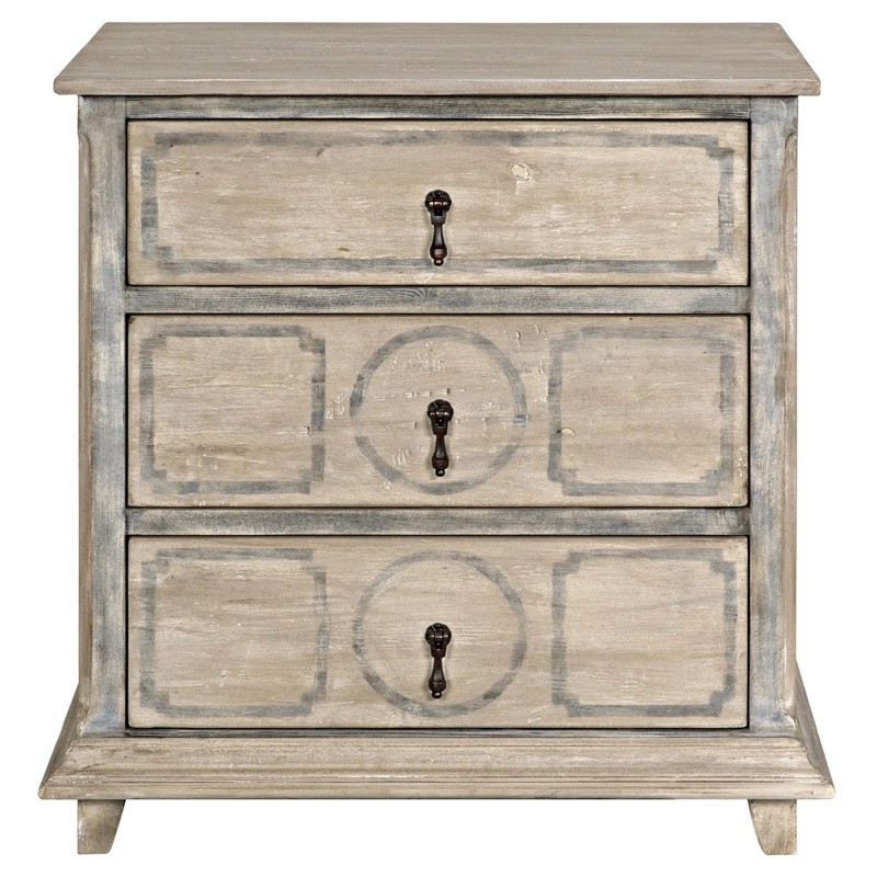 Eugene French Country Grey Washed Reclaimed Wood Nightstand