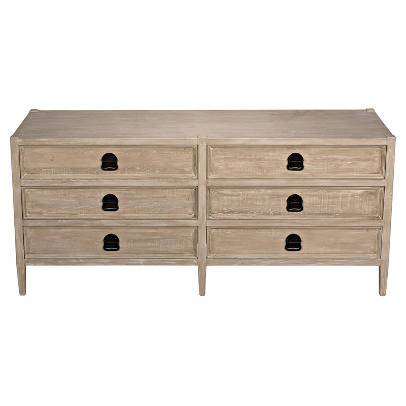 Noelle Updated Traditional Grey Washed Wood Double Dresser
