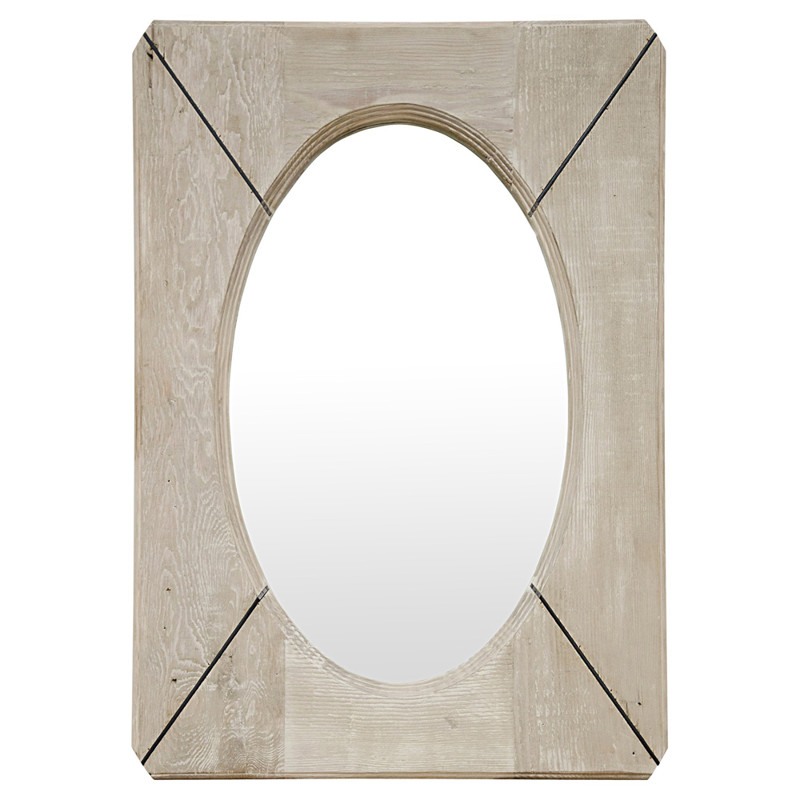 Margot Modern Rustic Grey Washed Reclaimed Wood Rectangular Wall Mirror
