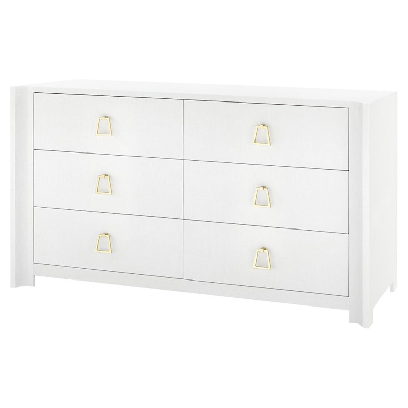Audrey Modern Classic White Lacquer Linen Double Dresser