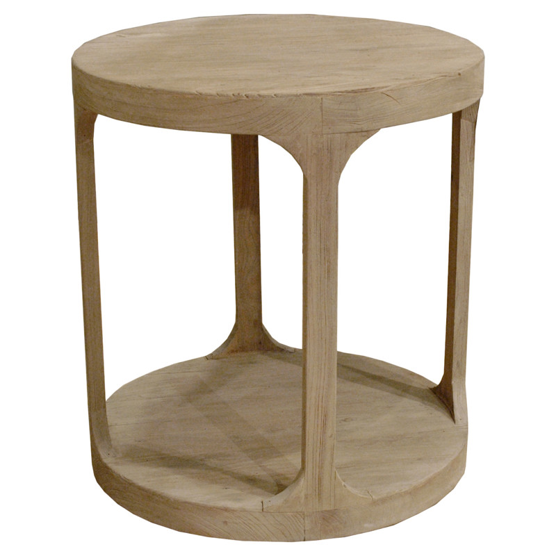 Sian Modern Classic Brown Pine Wood Round Side End Table