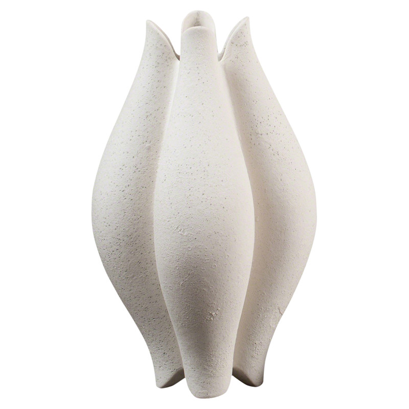 Gideon Modern Classic White Ceramic Floral Decorative Vase - Small