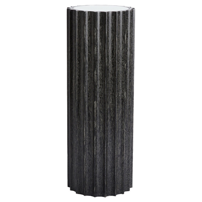 Archer Modern Classic Cerused Black Wood Round Pedestal
