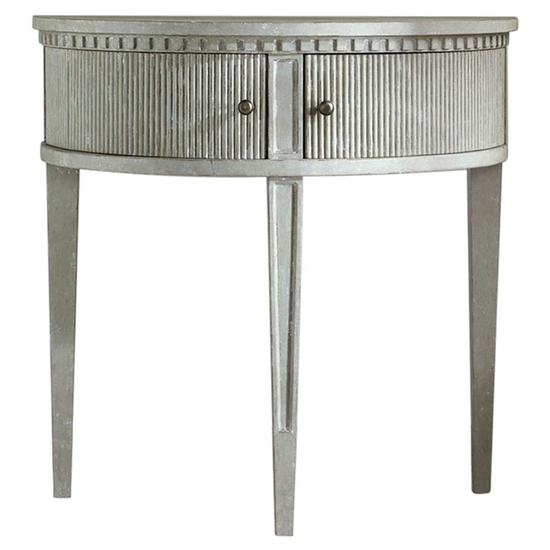 Felisima French Country Hand Carved Demilune Antique Grey Console Table
