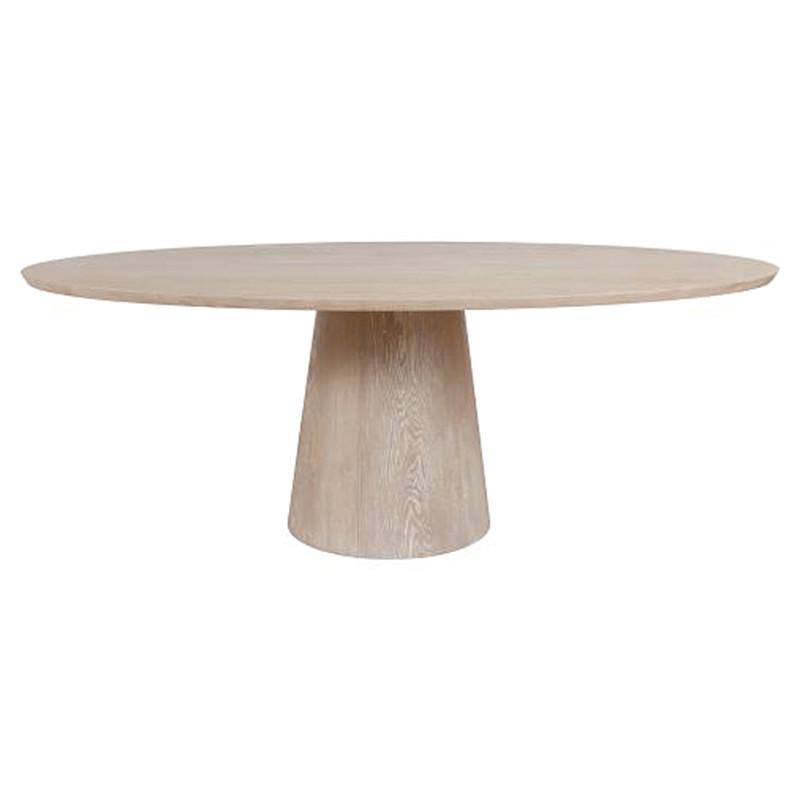Worlds Away Jefferson Rustic Lodge Beige Wood Pedestal Oval Dining Table - 86"W