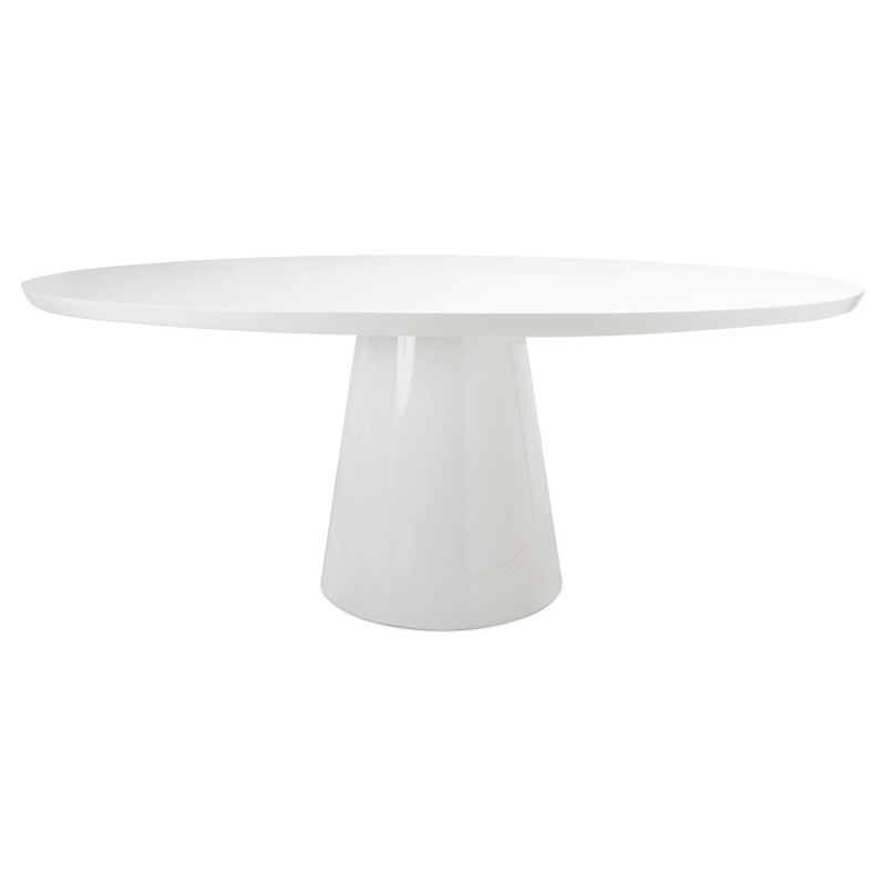Worlds Away Jefferson Rustic Lodge White Wood Pedestal Oval Dining Table - 86"W