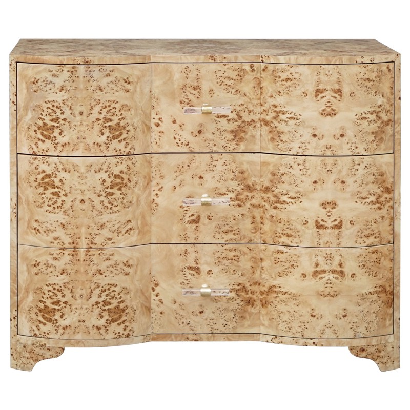 Worlds Away Plymouth Modern Classic Brown Burl Wood Dresser