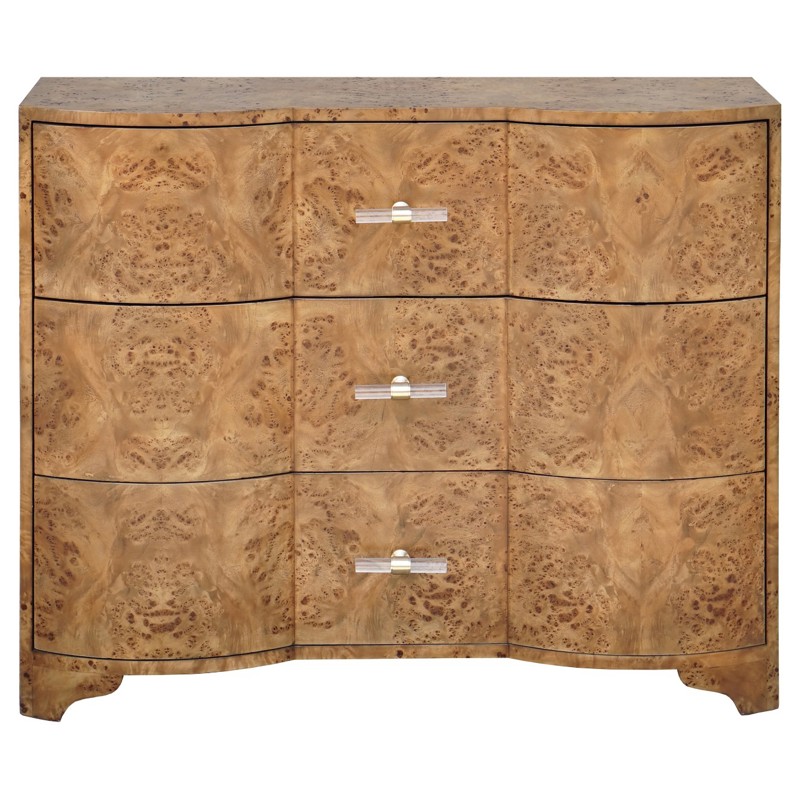 Worlds Away Plymouth Modern Classic Dark Brown Burl Wood Dresser