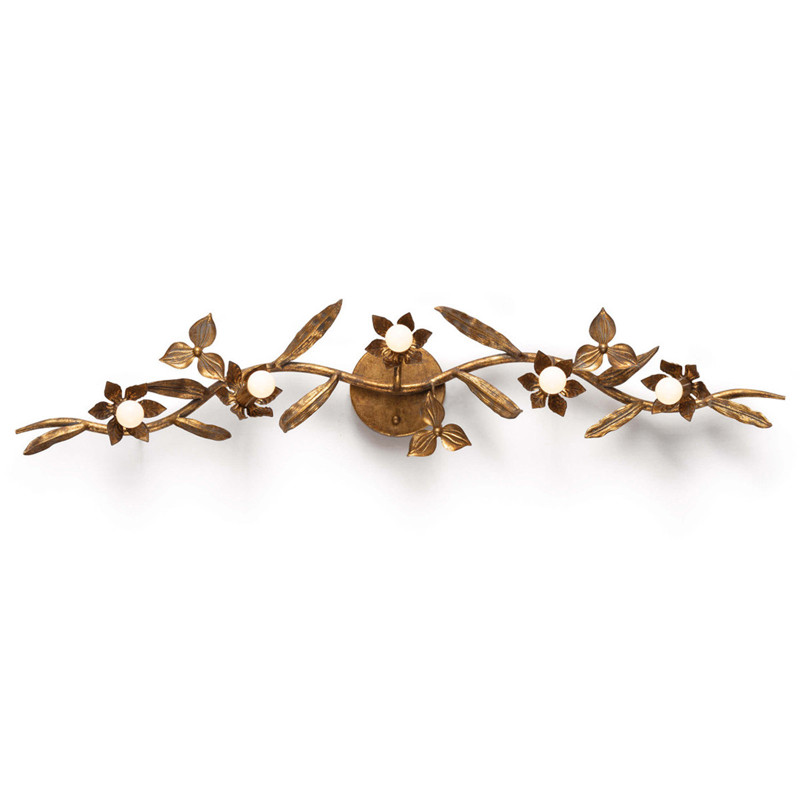 Rian French Brass Steel Floral Wall Sconce