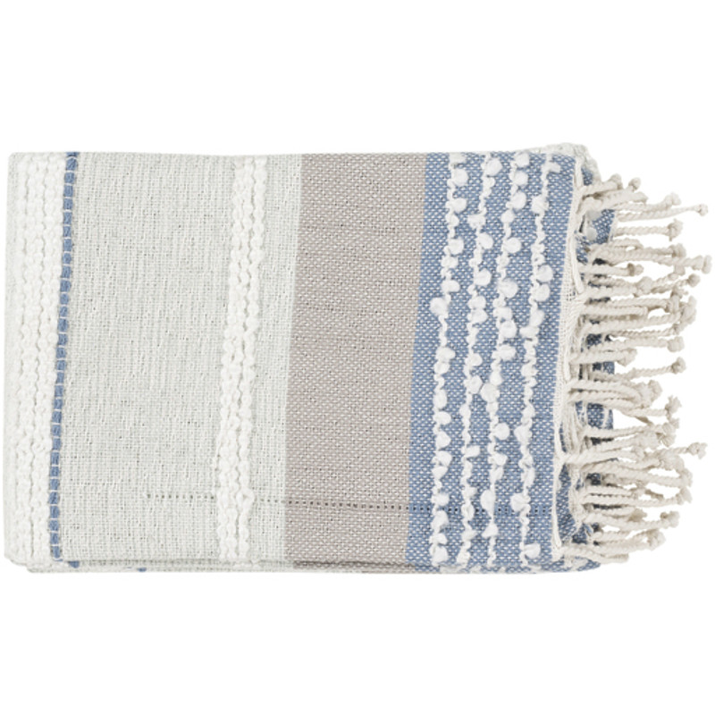 Adelle Modern Classic Hand Woven Cotton Blue Accent Bed Throw Blanket