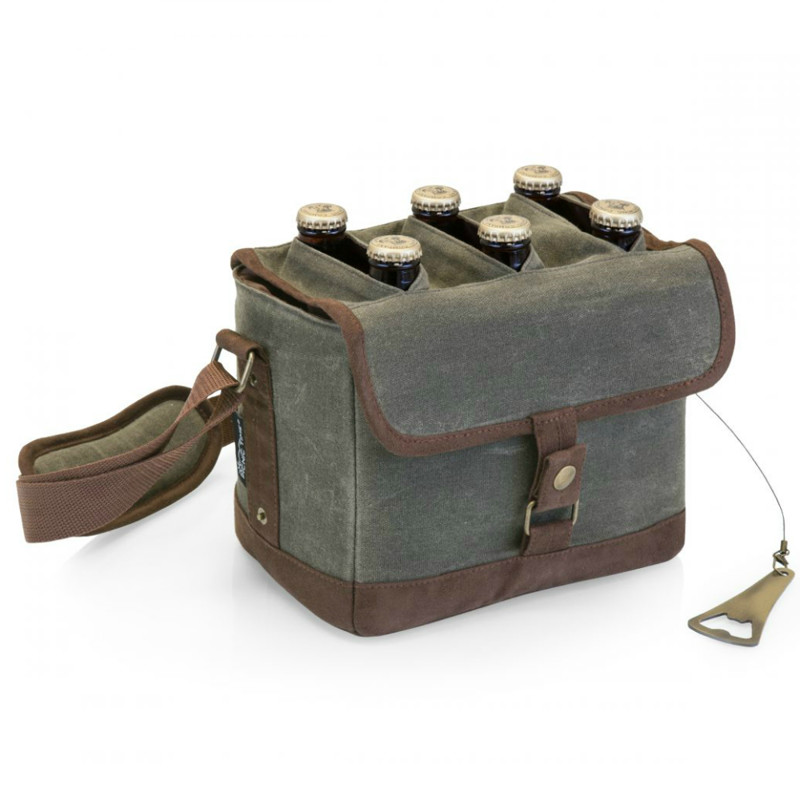 Samuel Modern Classic Khaki Green Cotton Canvas Beer Caddy Tote
