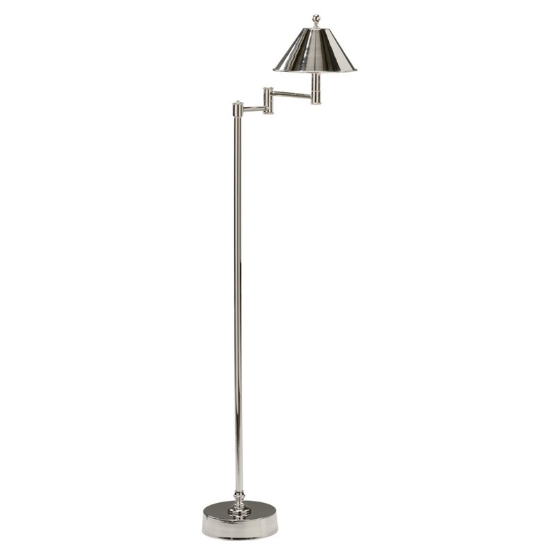 Whittaker Industrial Loft Silver Metal Adjustable Swing Arm Floor Lamp