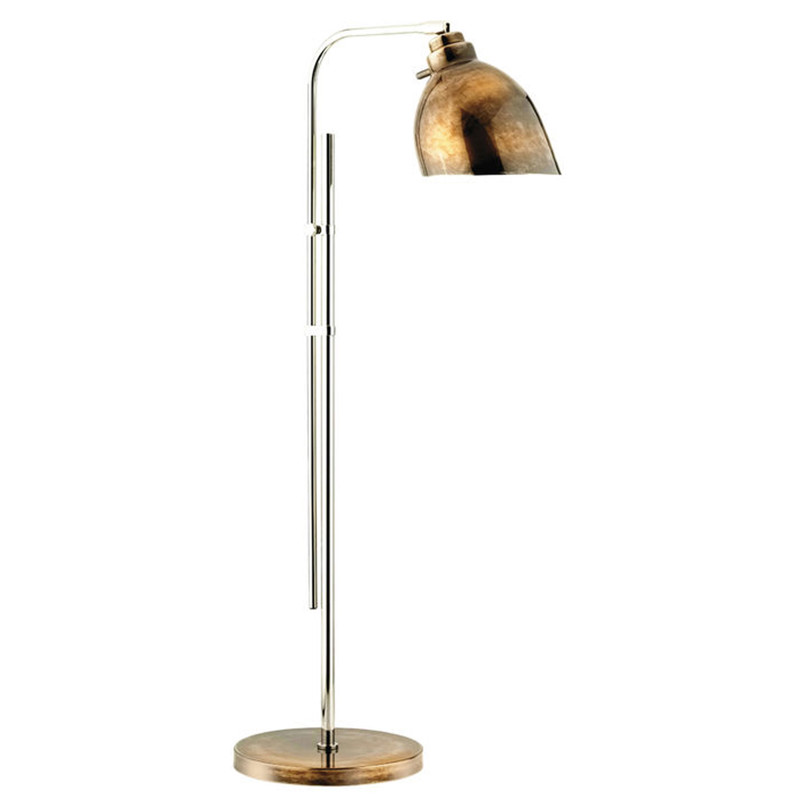Rica Mid-Century Polished Nickel Metal Copper Shade Floor Lamp