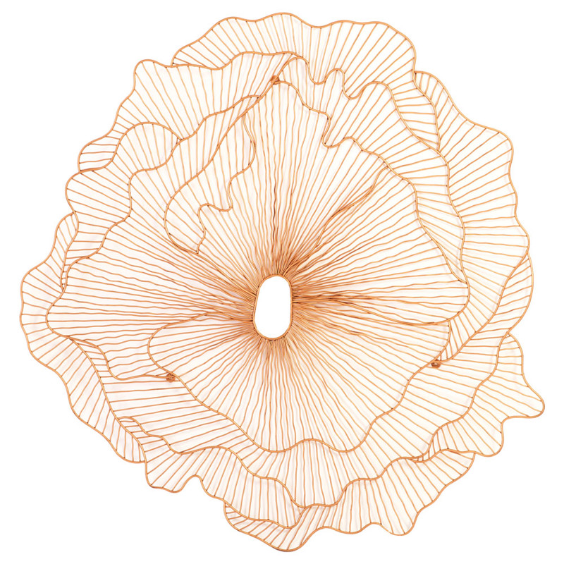 Cadmus Modern Copper Reclaimed Metal Wire Flower Wall Sculpture