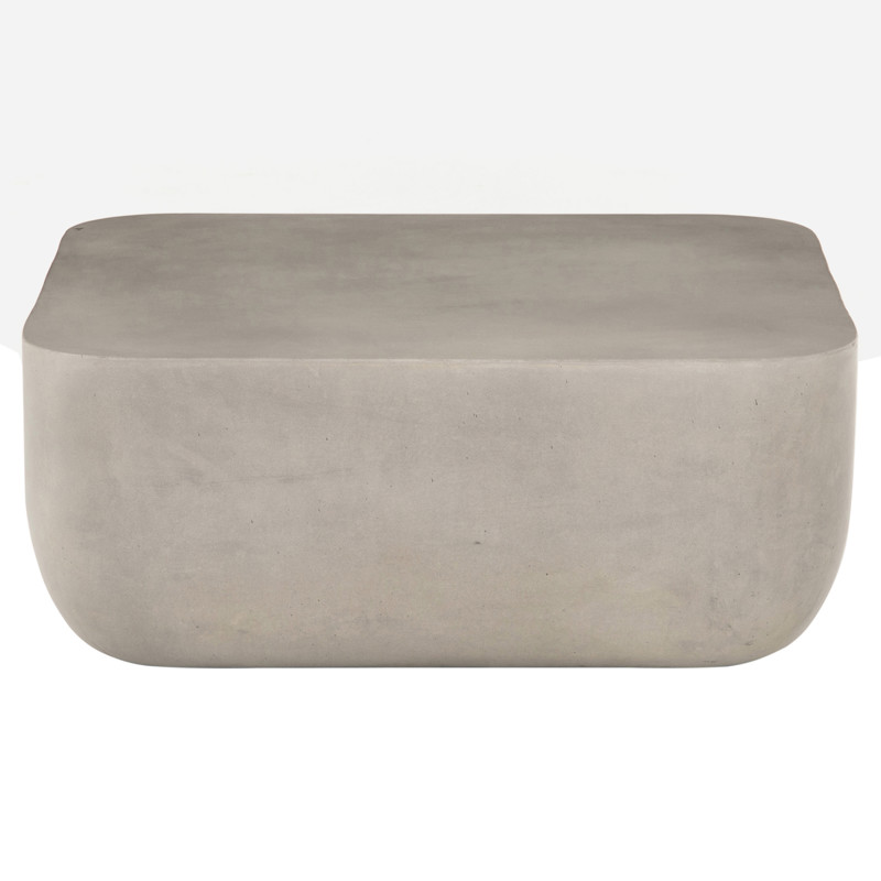 Yvonne Industrial Loft Grey Concrete Outdoor Block Coffee Table