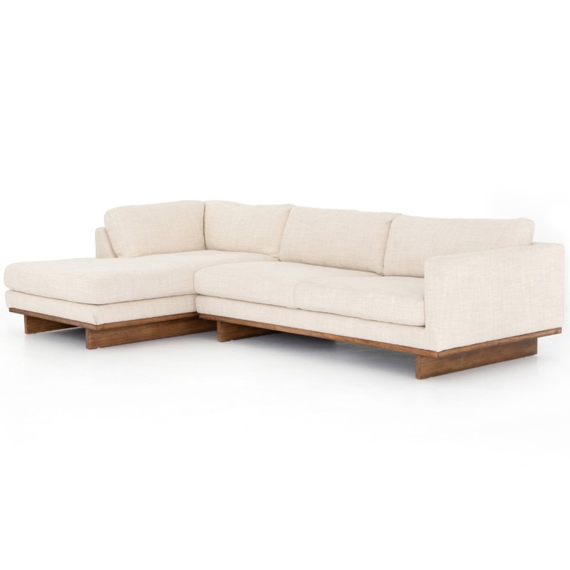 Ethan Modern Classic Cream Performance Chaise Sectional - Left Chaise - 125"