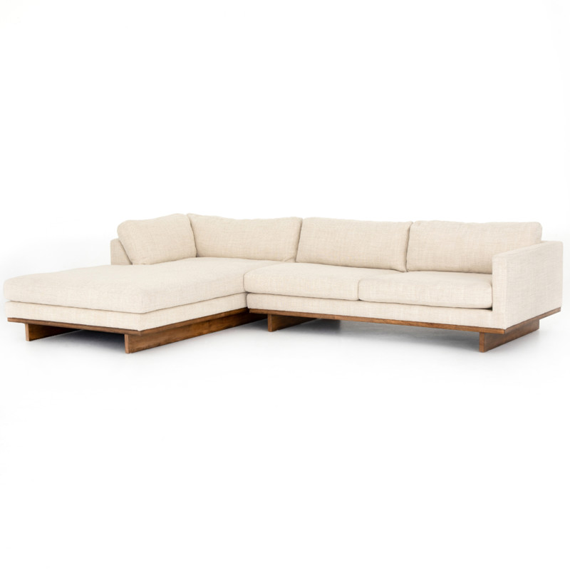 Ethan Modern Classic Cream Performance Chaise Sectional - Left Chaise - 133"