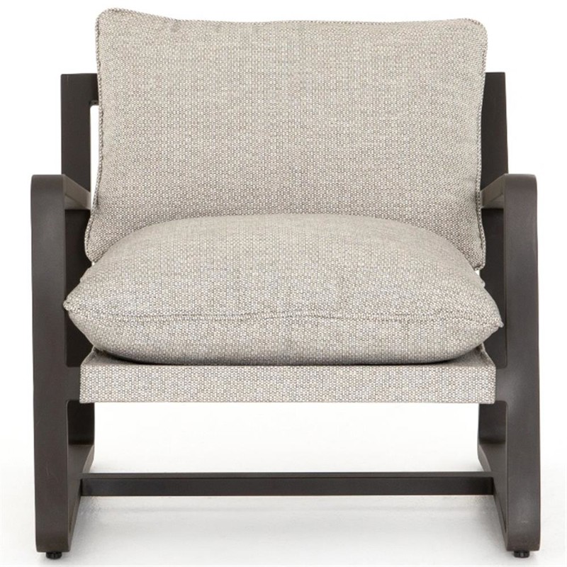 Maliyah Modern Classic Grey Cushion Bronze Aluminum Outdoor Lounge Chair