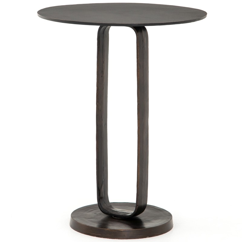 Sam Modern Classic Brown Aluminum Round Side End Table