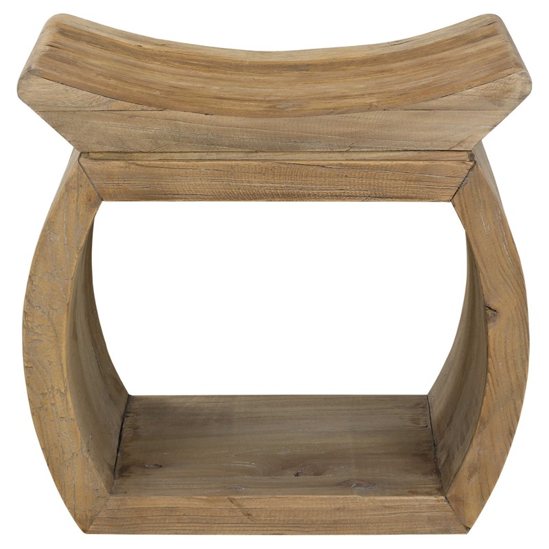 Florence Coastal Beach Reclaimed Elm Wood Stool