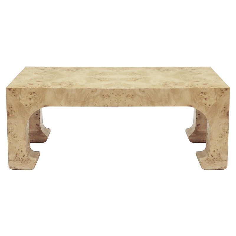 Worlds Away Nicola Modern Classic Brown Burl Rectangular Pagoda Coffee Table