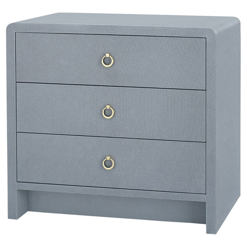 Bryant Coastal Beach Grey Lacquered Linen Nightstand