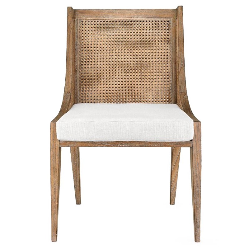 Raleigh Coastal Driftwood Mahogany Woven Cane Dining Side Chair