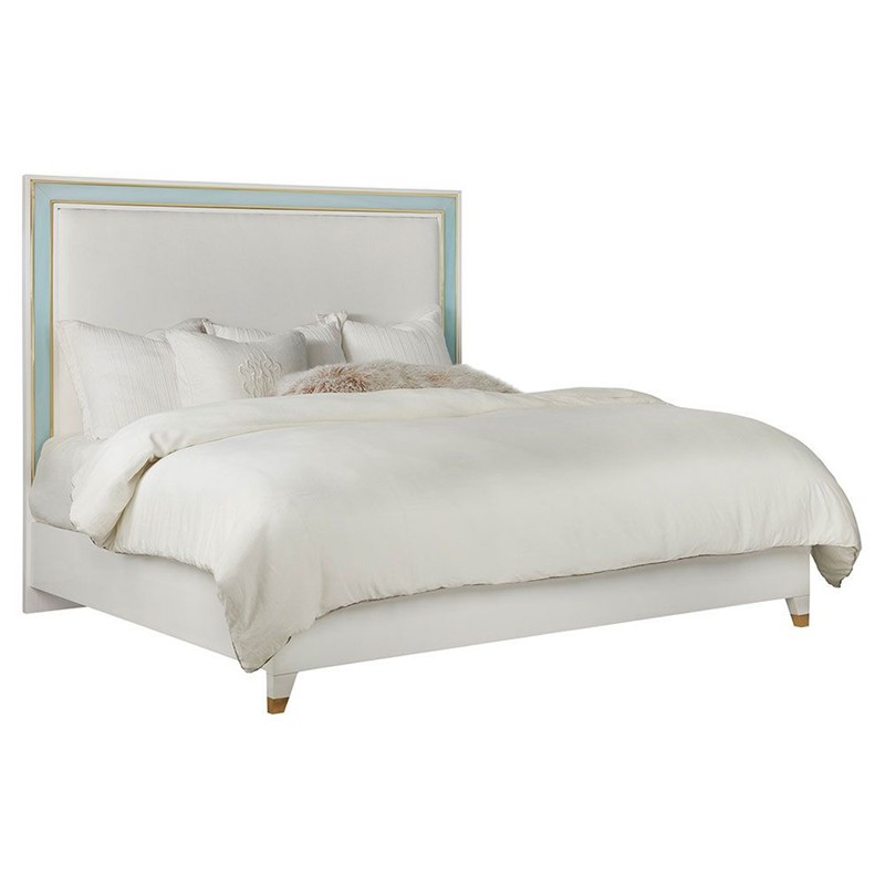 Tracy French Country White Wood Seaglass Accent Bed - Queen