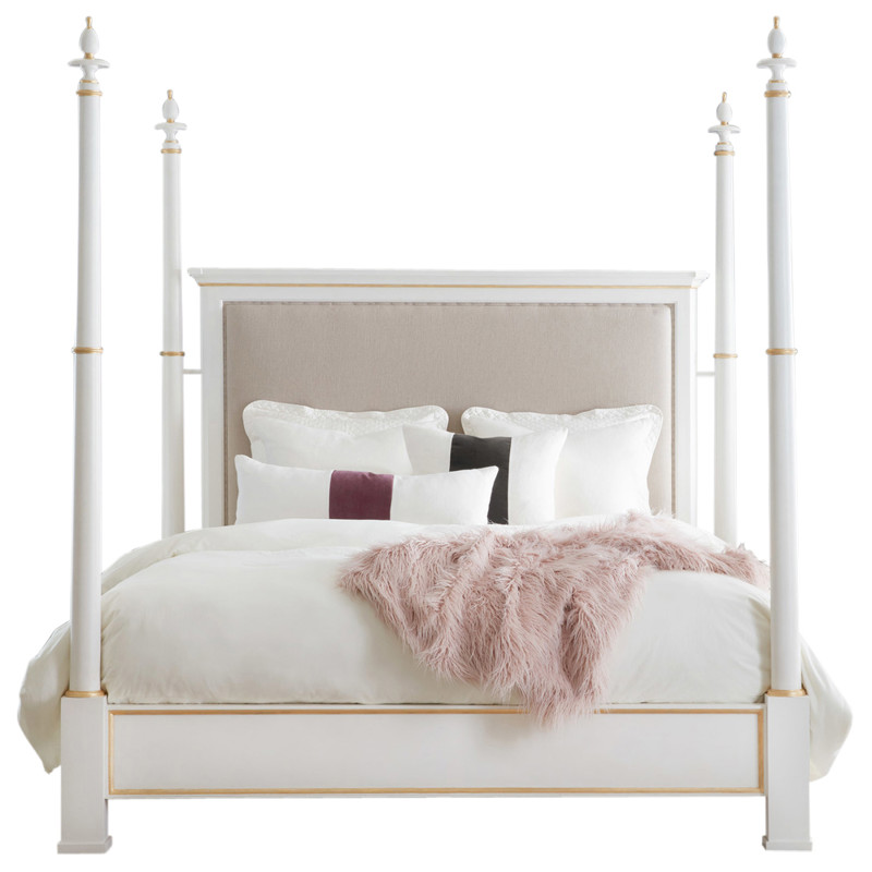 Juliette French Country White Wood Poster Bed - Queen