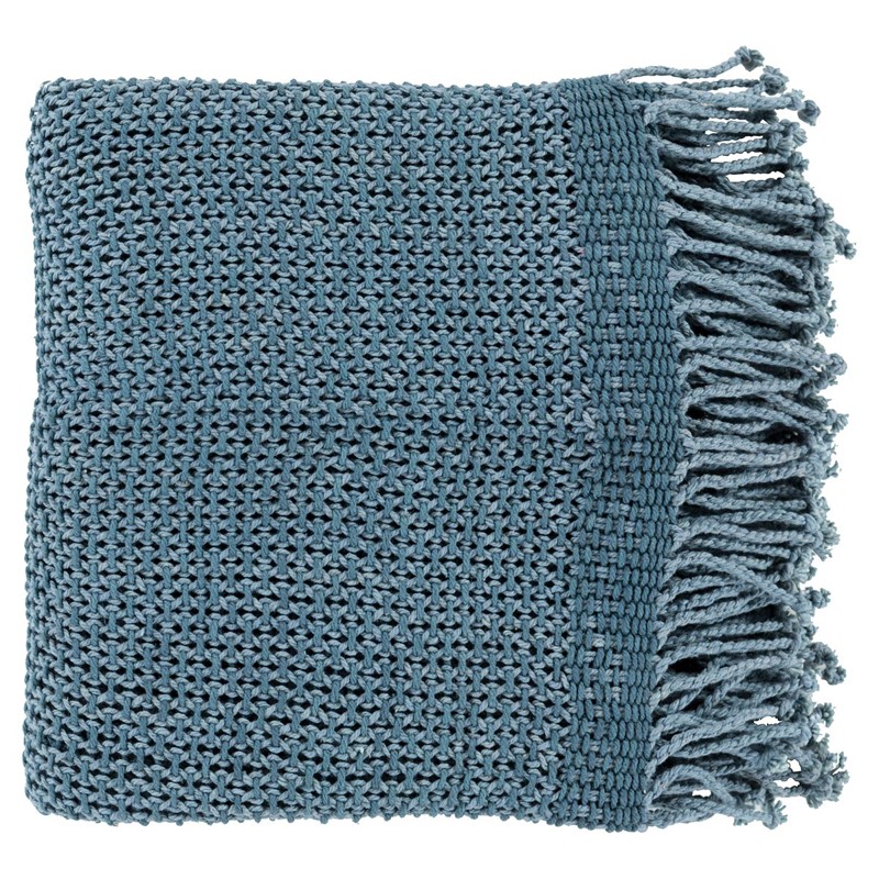 Agatha Modern Classic Blue Cotton Woven Throw Blanket