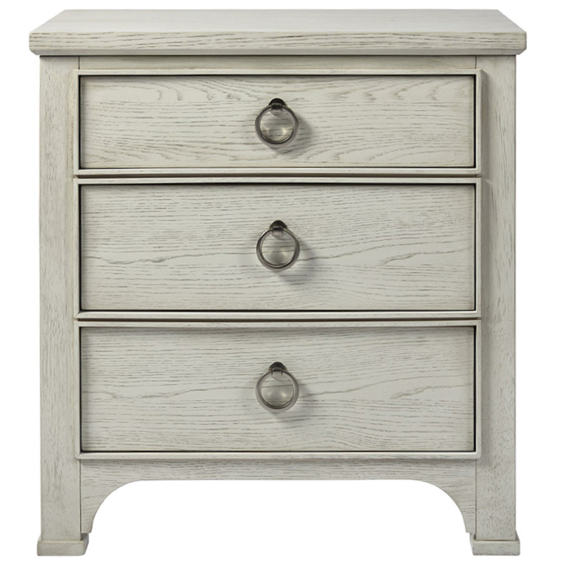 Hanna Coastal Beach White Wood Nightstand